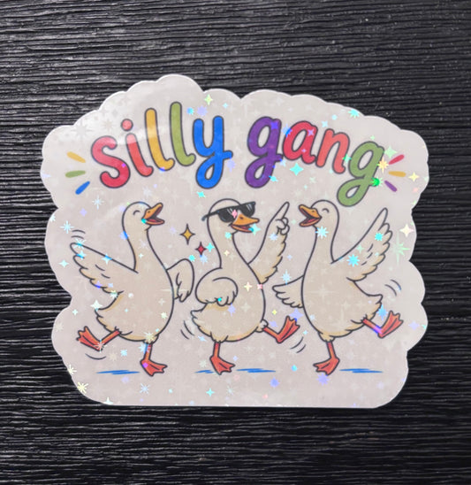 Holographic Silly Gang Goose Sticker | Waterproof Vinyl Sticker | Funny Goose Sticker | Silly Goose Collection | Cute Funny Animal Sticker | Water Bottle Laptop Sticker