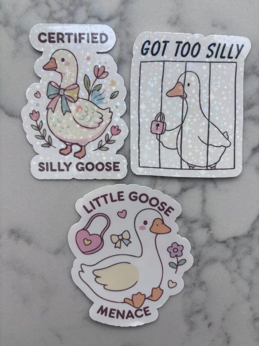 Silly Goose Holographic Sticker 3-Pack