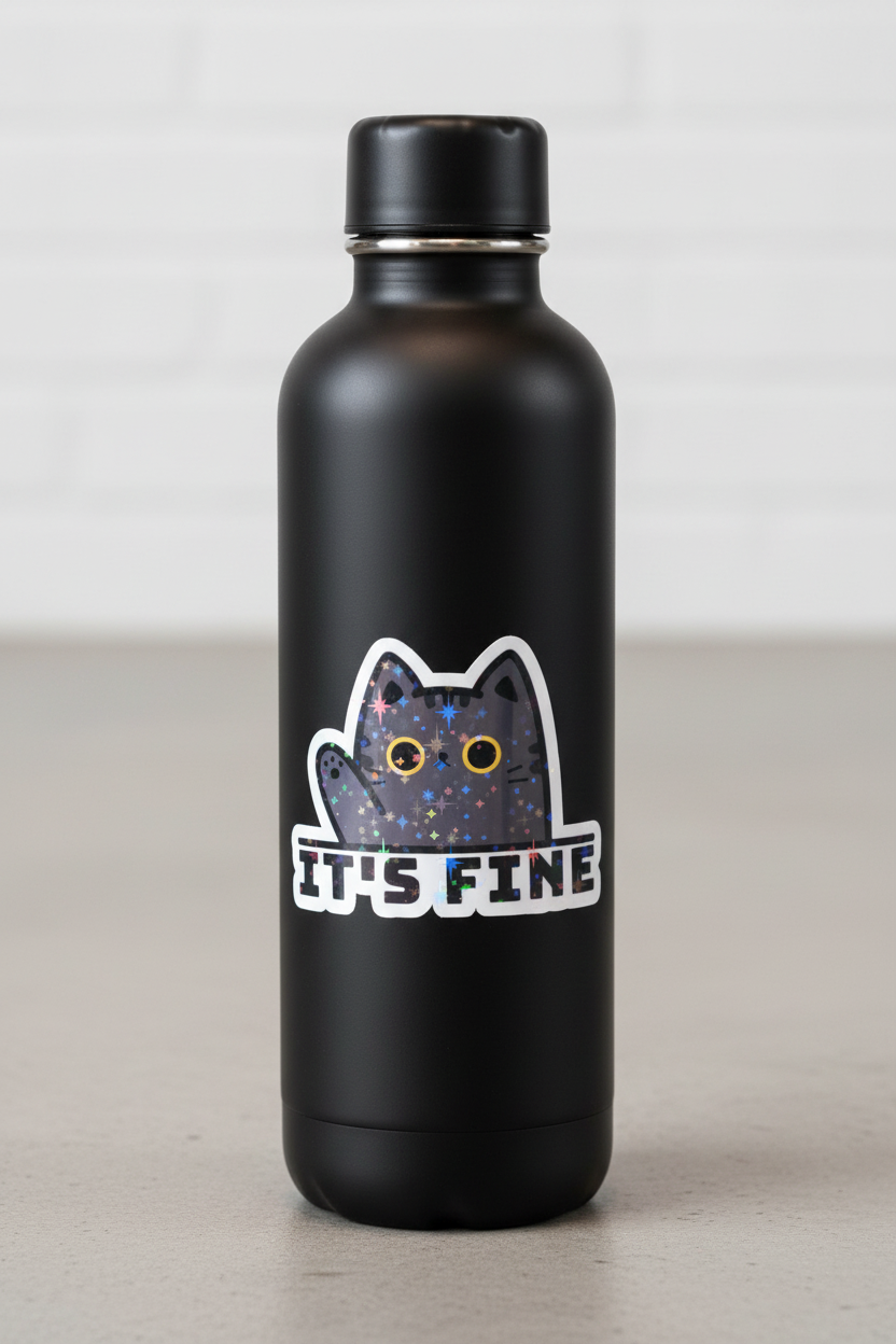 Rollin’ Fatties Cat Sticker Pack | Holographic Cute Cat Vinyl Stickers 3-Pack (Waterdrop, Laptop, Tumbler)