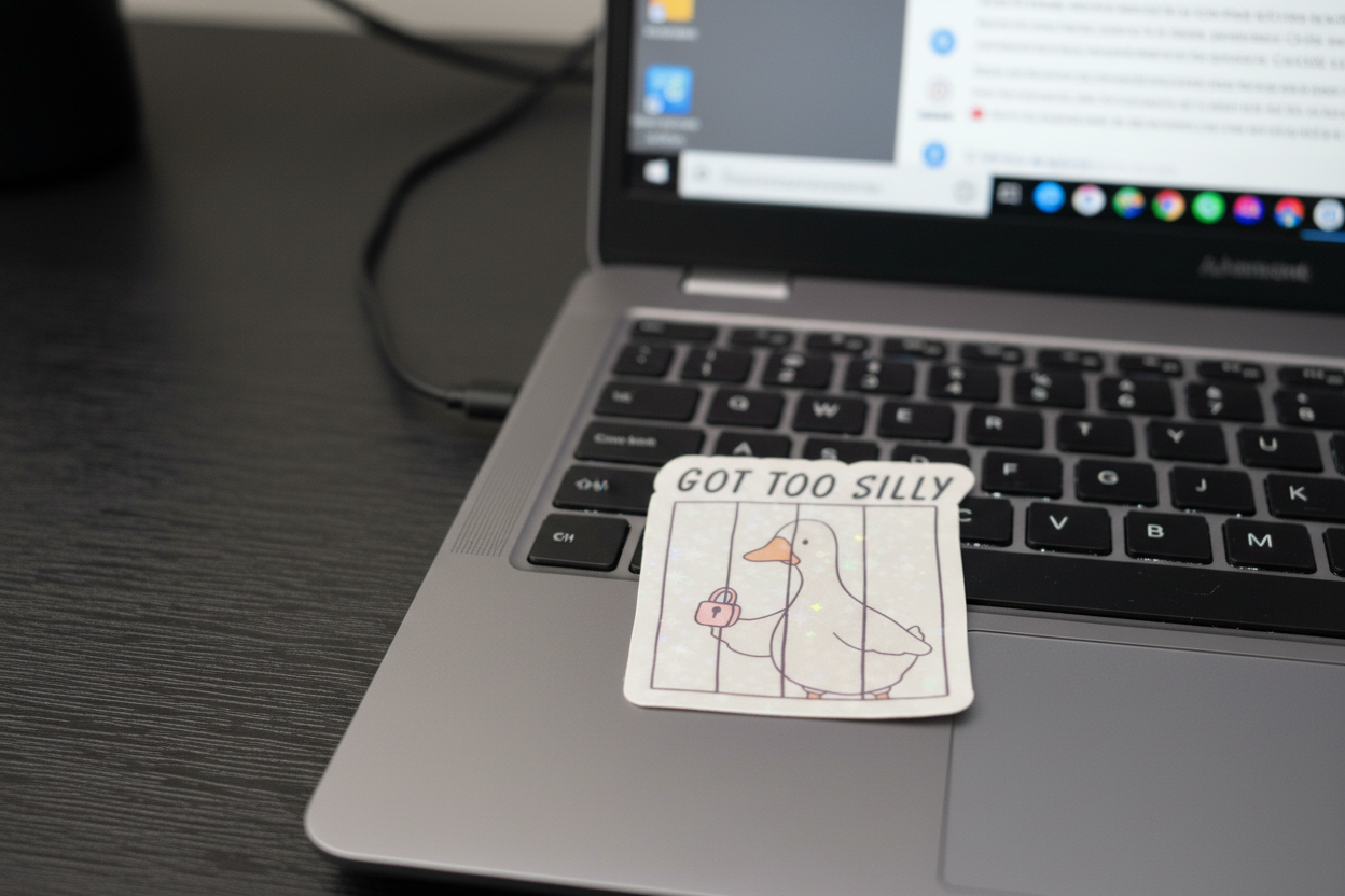 Funny Goose In Jail Decal, Certified Silly Goose Sticker,Cute Kawaii Animal Sticker, Humorous Water Bottle Laptop Sticker, Whimsical Gift Idea