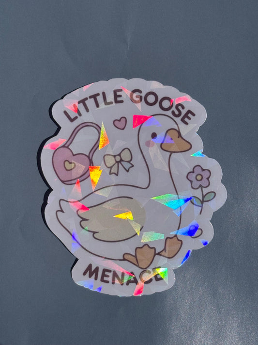 Little Goose Menace Holographic Sticker | Waterproof Vinyl Sticker | Silly Goose Collection | Cute Goose Sticker | certified, silly goose|