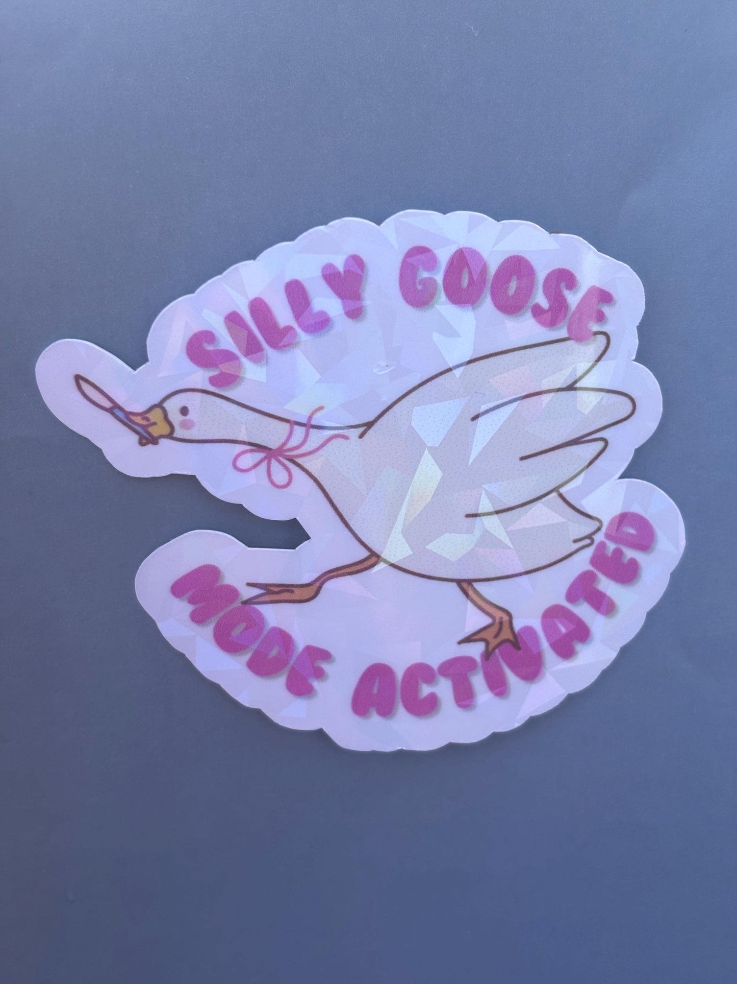 Silly Goose Mode Activated Holographic Sticker | Funny Goose Vinyl Decal | Waterproof Laptop Water Bottle Sticker | Silly Goose Gift | Chaotic Energy Funny Quote Sticker
