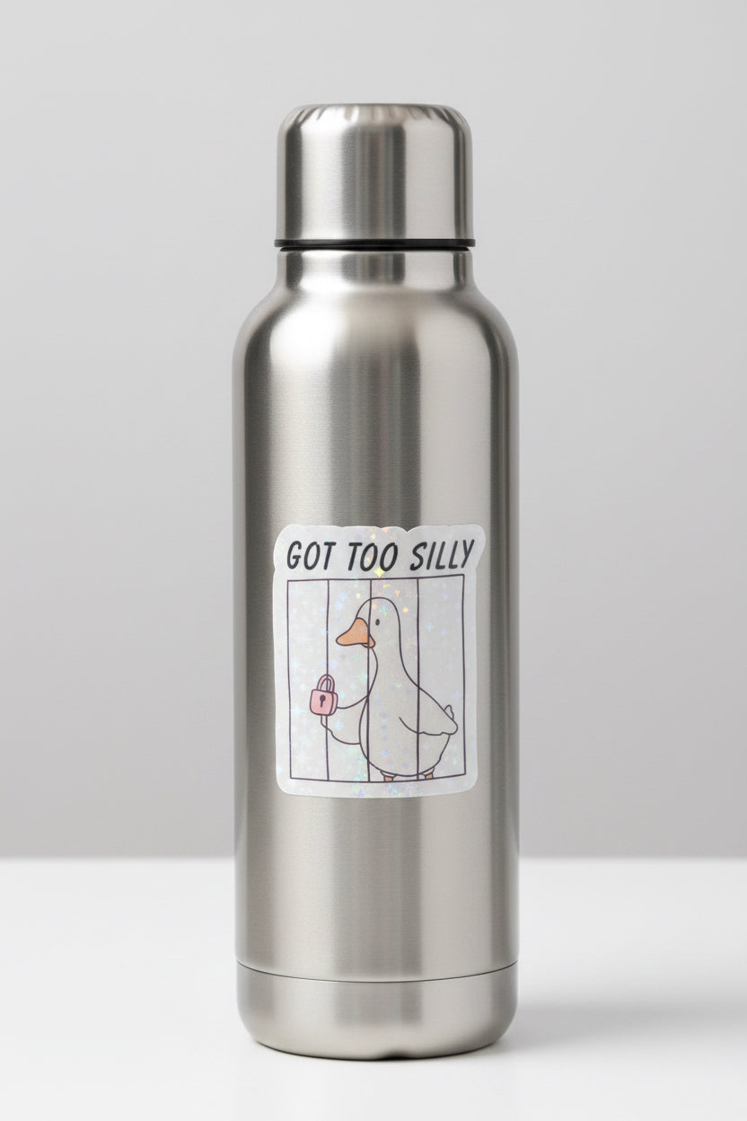 Funny Goose In Jail Decal, Certified Silly Goose Sticker,Cute Kawaii Animal Sticker, Humorous Water Bottle Laptop Sticker, Whimsical Gift Idea