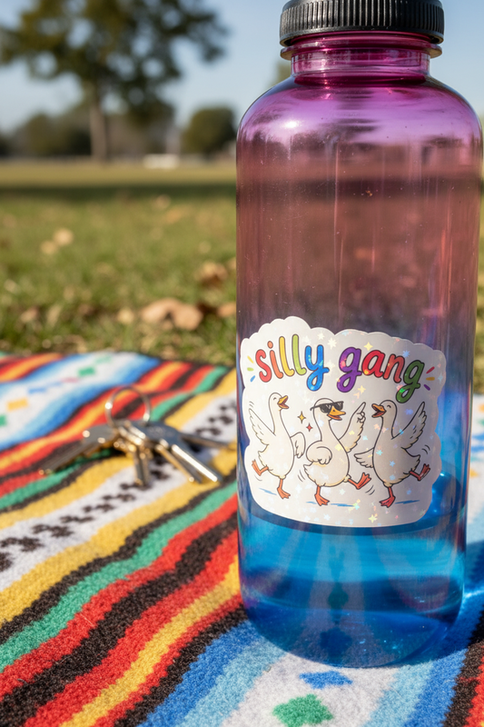 Holographic Silly Gang Goose Sticker | Waterproof Vinyl Sticker | Funny Goose Sticker | Silly Goose Collection | Cute Funny Animal Sticker | Water Bottle Laptop Sticker