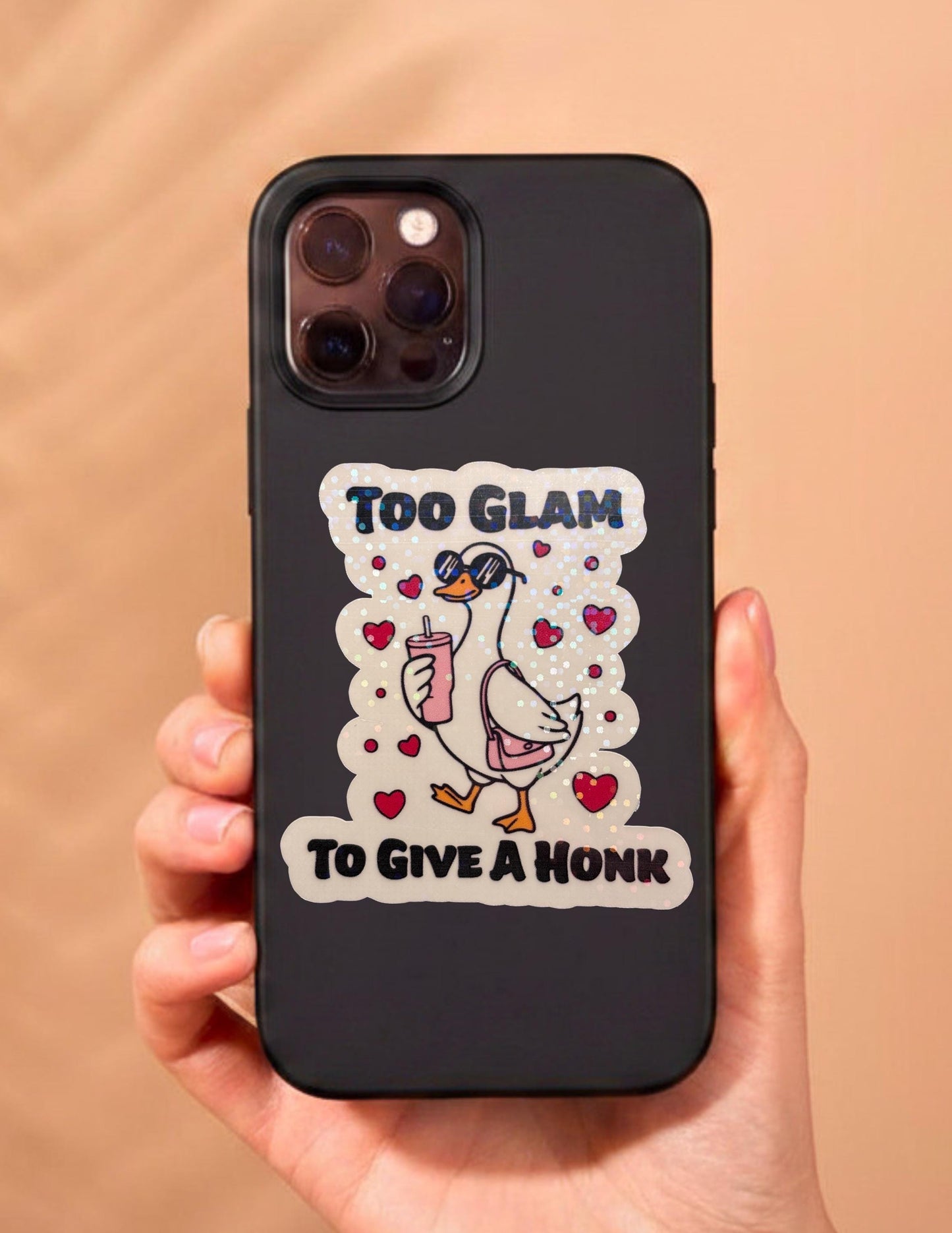 Too Glam To Give A Honk Goose Sticker| Waterproof Vinyl Sticker | Silly Goose Collection | Cute Goose Sticker | certified, silly goose|