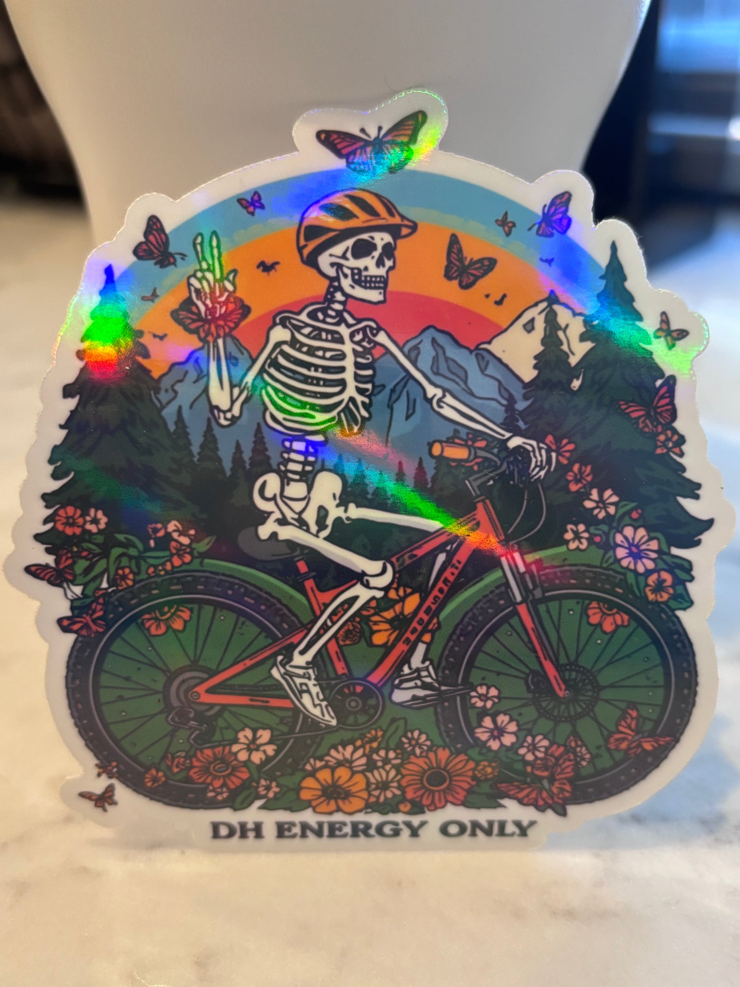 Skeleton Mountain Bike Sticker | Holographic Downhill MTB Decal