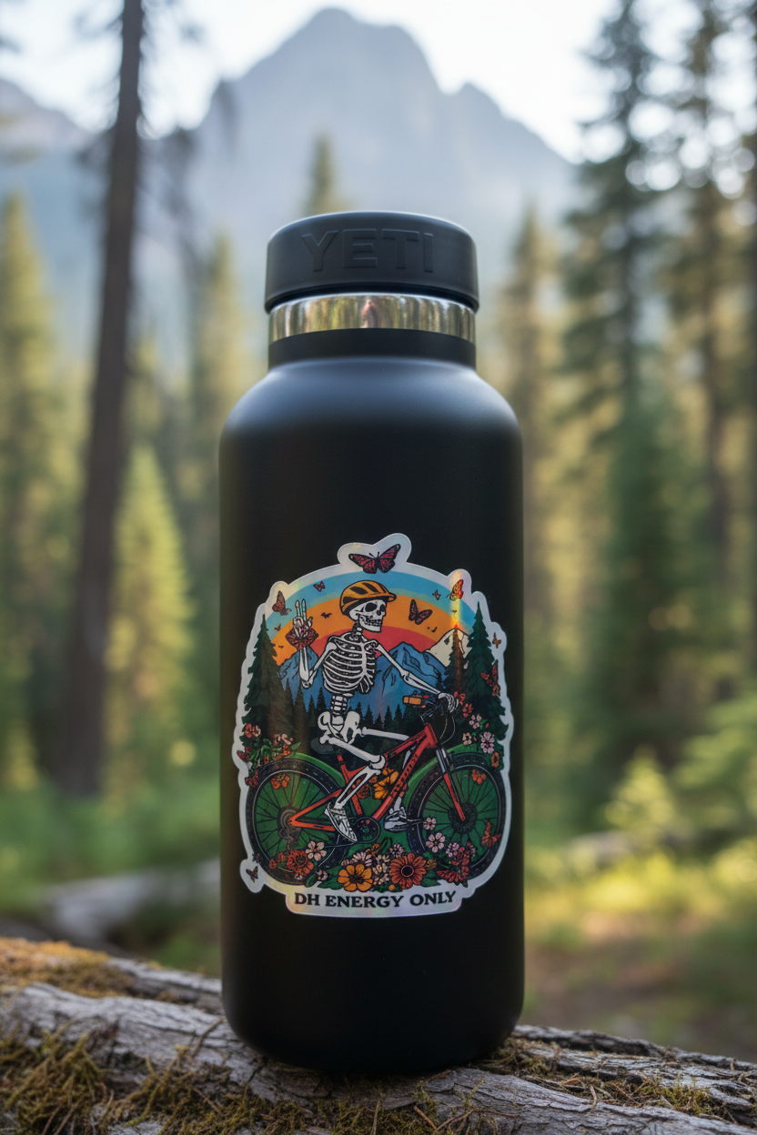 Skeleton Mountain Bike Sticker | Holographic Downhill MTB Decal