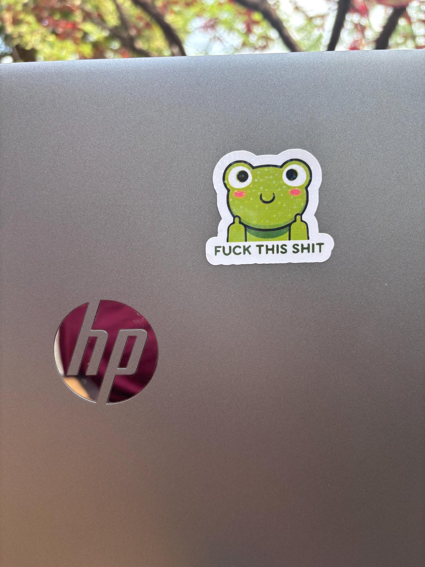 Funny Trendy Frog Sticker, F this sh*t| Sarcastic Meme Sticker | Waterproof Vinyl Holographic |Cute Frog Decal Sticker |Laptop, Water Bottle Sticker.