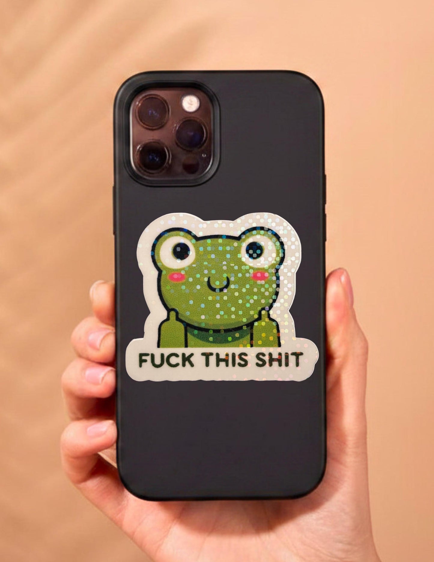 Funny Trendy Frog Sticker, F this sh*t| Sarcastic Meme Sticker | Waterproof Vinyl Holographic |Cute Frog Decal Sticker |Laptop, Water Bottle Sticker.