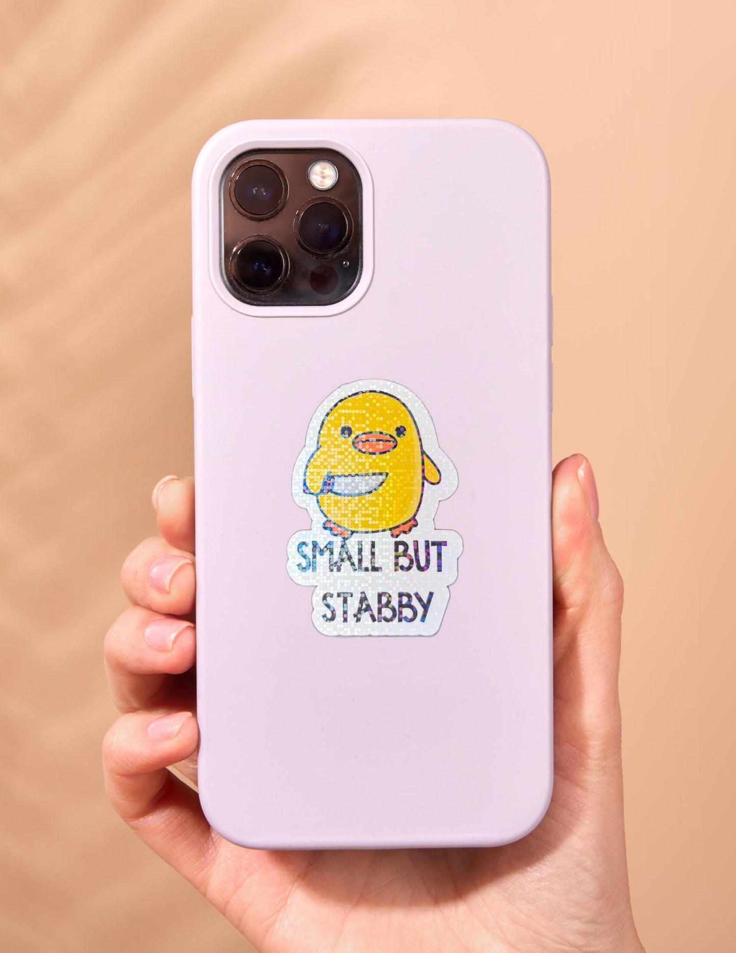 Small But Stabby Duck Sticker Funny Meme Cute Knife Duck Vinyl Decal, Laptop Water Bottle Sticker, Whimsical Gift,Waterproof, 3 Inch Decal