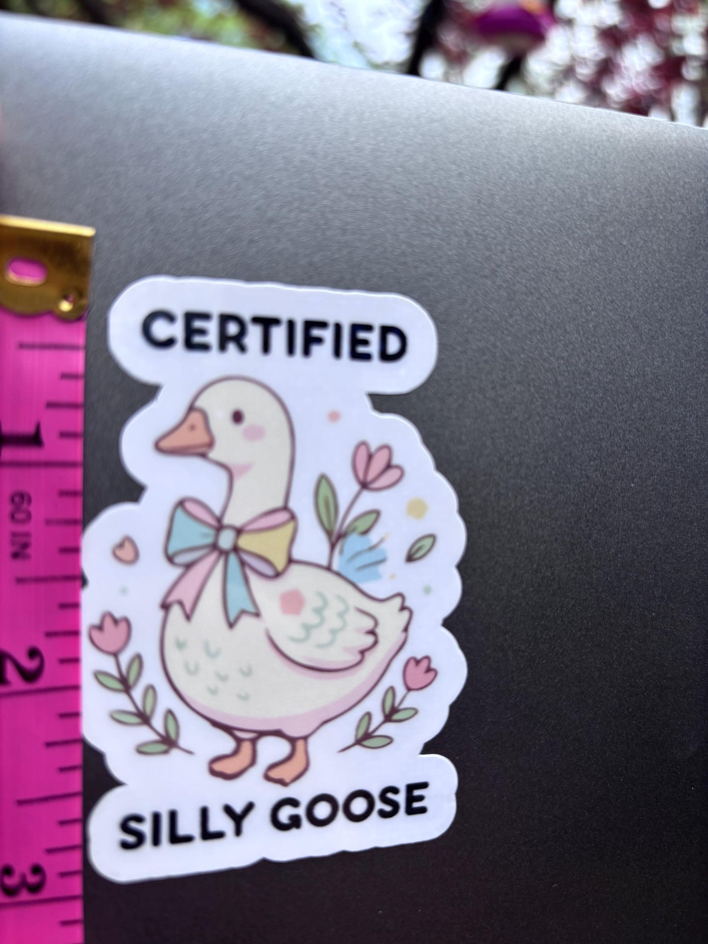 Certified Silly Goose Sticker, Cute Goose Sticker, Funny Animal Sticker, Kawaii Goose Decal, Laptop Water Bottle Sticker, Whimsical Gift for her