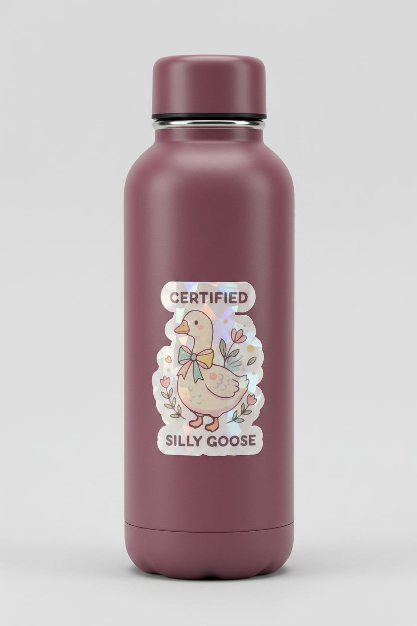 Certified Silly Goose Holographic Rainbow Sticker| Waterproof Vinyl Sticker | Silly Goose Collection | Cute Goose Sticker | certified, silly goose|