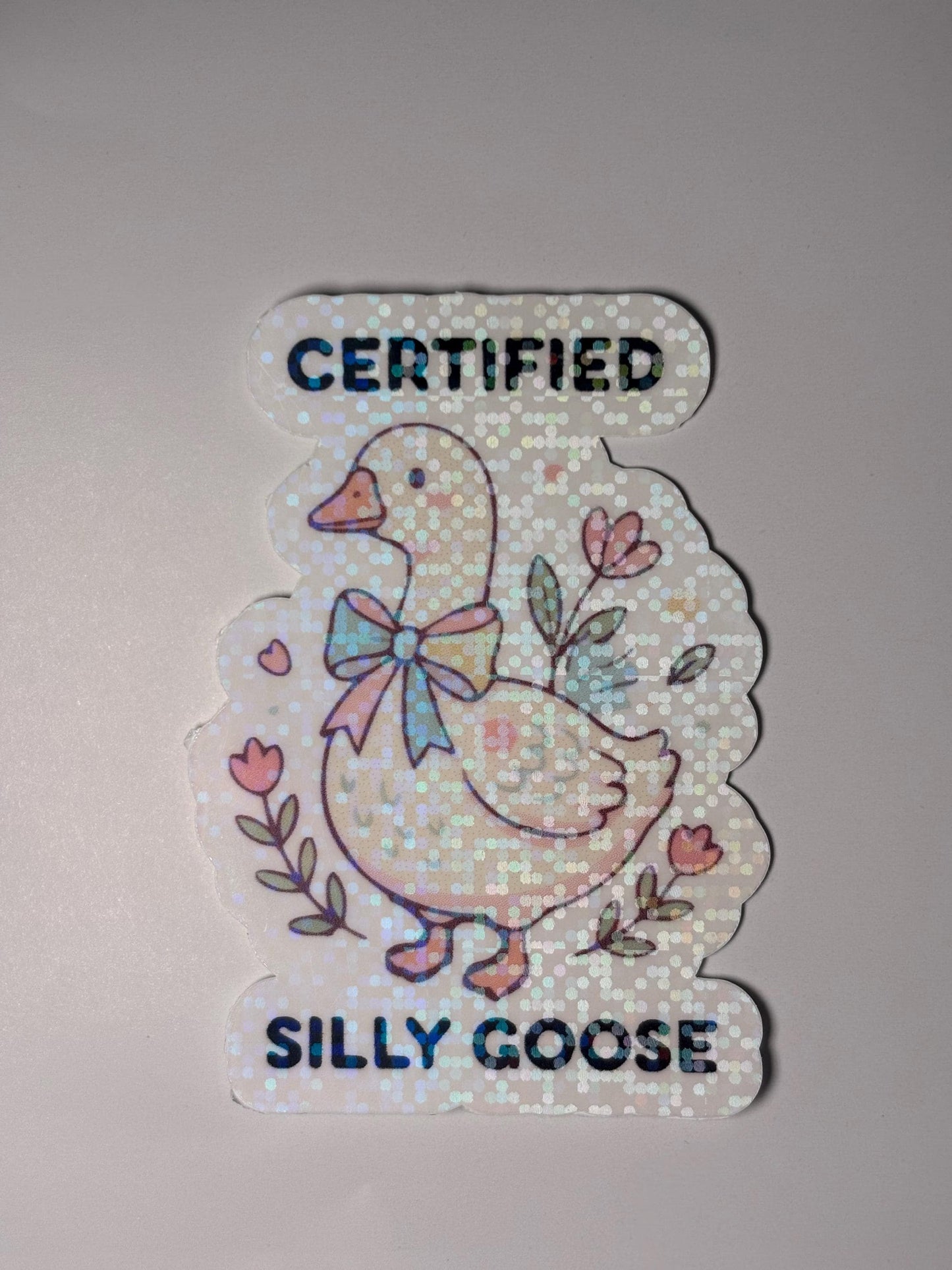 Certified Silly Goose Sticker, Cute Goose Sticker, Funny Animal Sticker, Kawaii Goose Decal, Laptop Water Bottle Sticker, Whimsical Gift for her