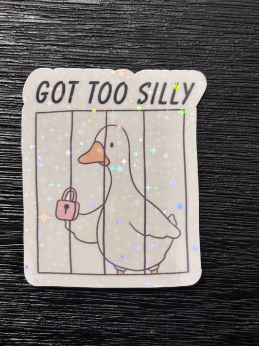 Funny Goose In Jail Decal, Certified Silly Goose Sticker,Cute Kawaii Animal Sticker, Humorous Water Bottle Laptop Sticker, Whimsical Gift Idea
