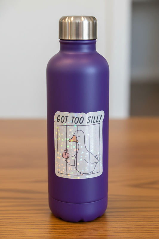 Funny Goose In Jail Decal, Certified Silly Goose Sticker,Cute Kawaii Animal Sticker, Humorous Water Bottle Laptop Sticker, Whimsical Gift Idea