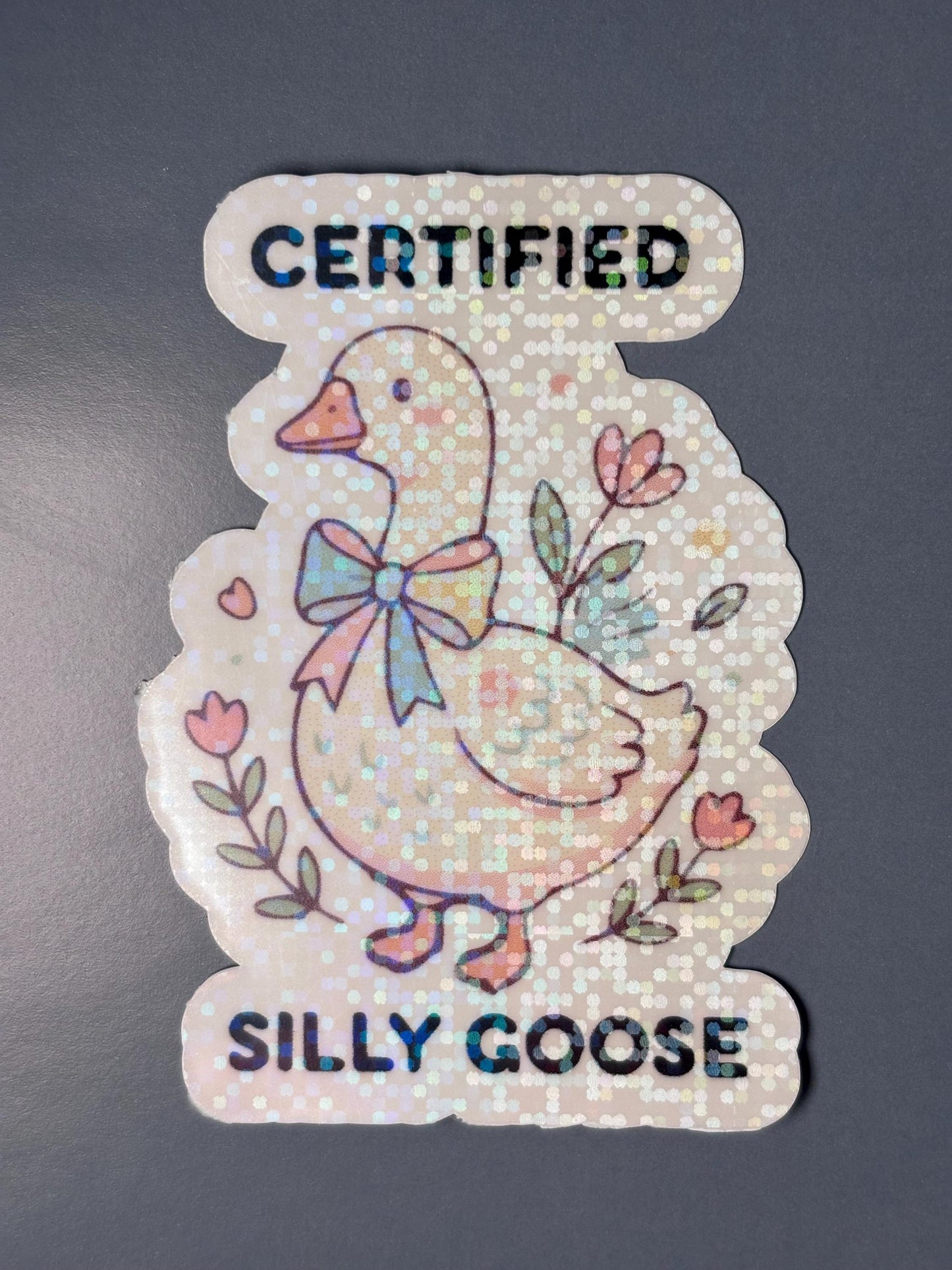 Certified Silly Goose Sticker, Cute Goose Sticker, Funny Animal Sticker, Kawaii Goose Decal, Laptop Water Bottle Sticker, Whimsical Gift for her