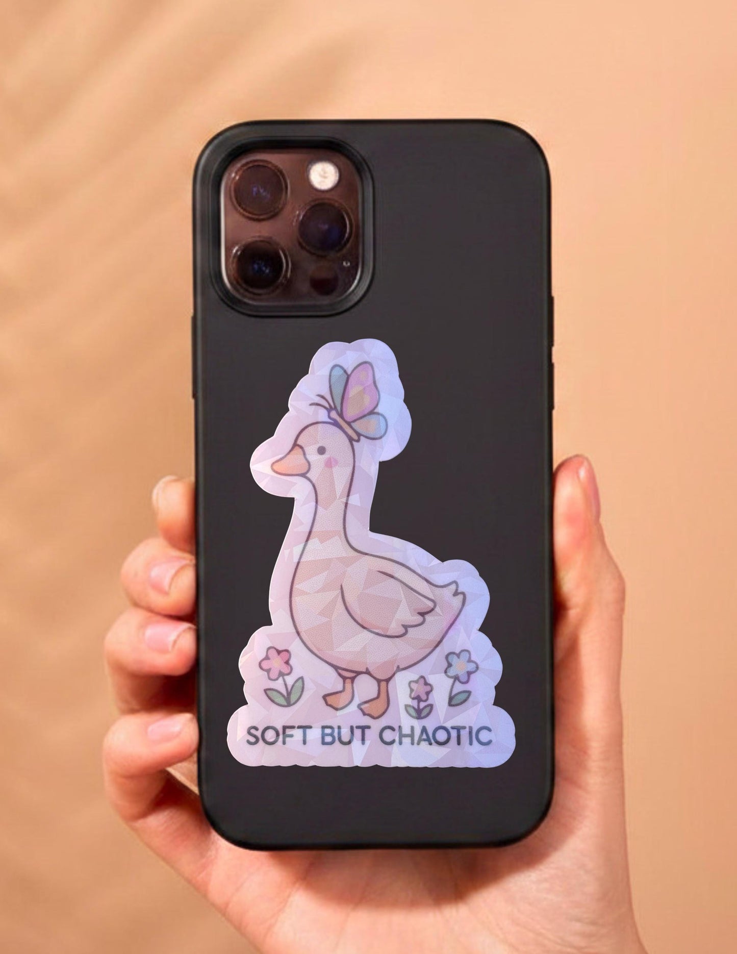 Soft But Chaotic Holographic Silly Goose Sticker| Waterproof Vinyl Sticker | Silly Goose Collection | Cute Goose Sticker | certified, silly goose|