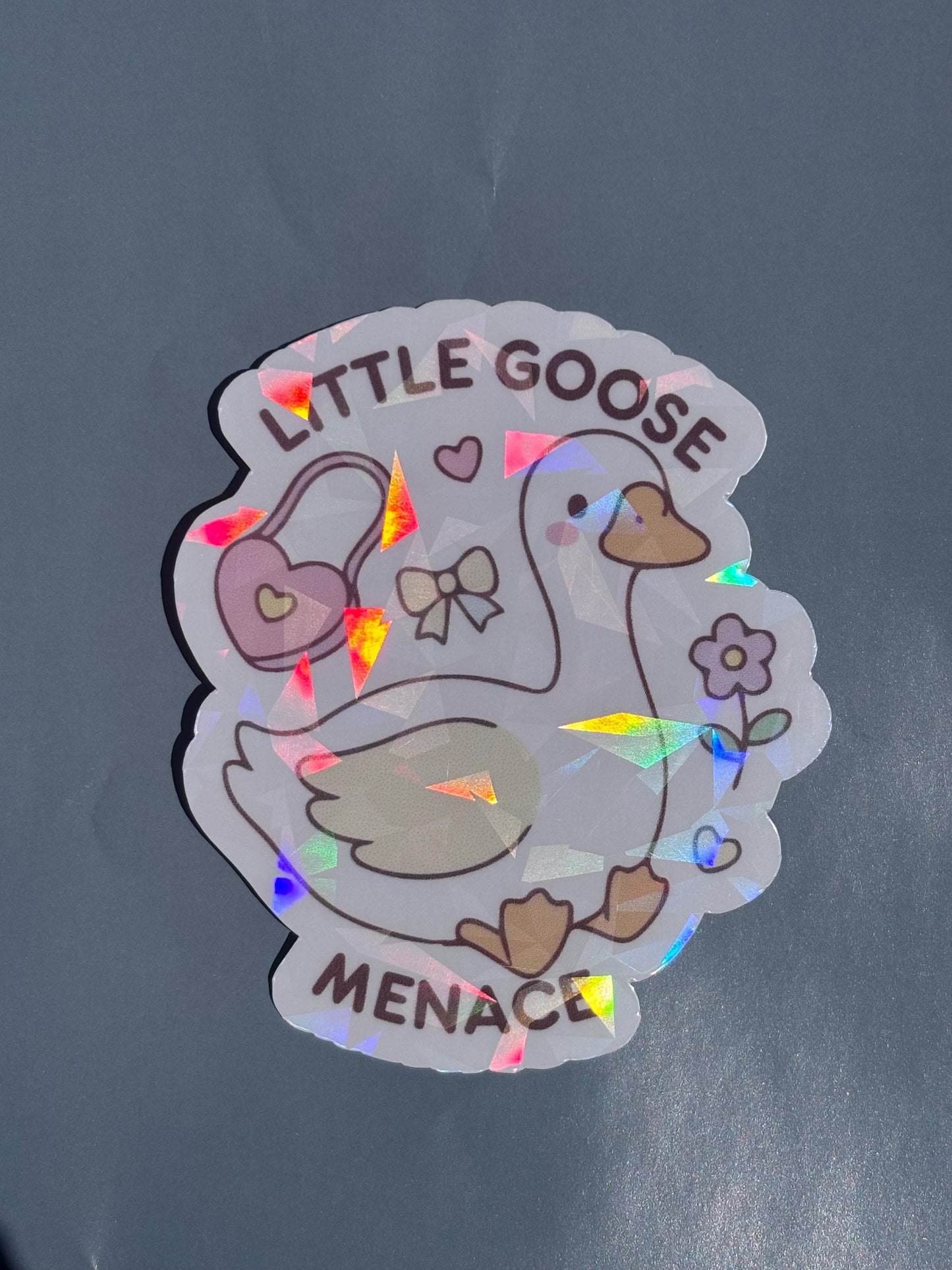 Little Goose Menace Holographic Sticker | Waterproof Vinyl Sticker | Silly Goose Collection | Cute Goose Sticker | certified, silly goose|