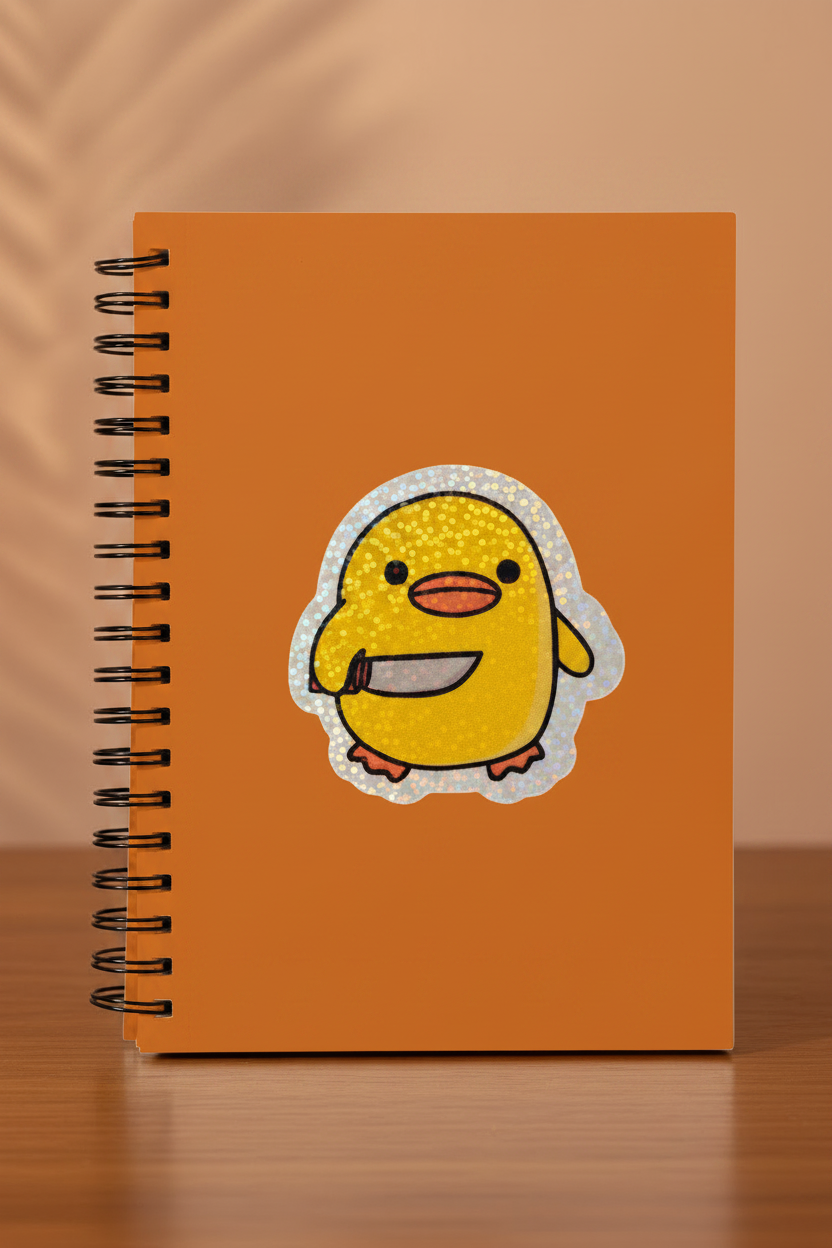 Cute Duck With Knife Sticker| Funny Meme Cute Knife Duck Vinyl Decal, Laptop Water Bottle Sticker, Whimsical Gift,Waterproof, 2 Inch Decal
