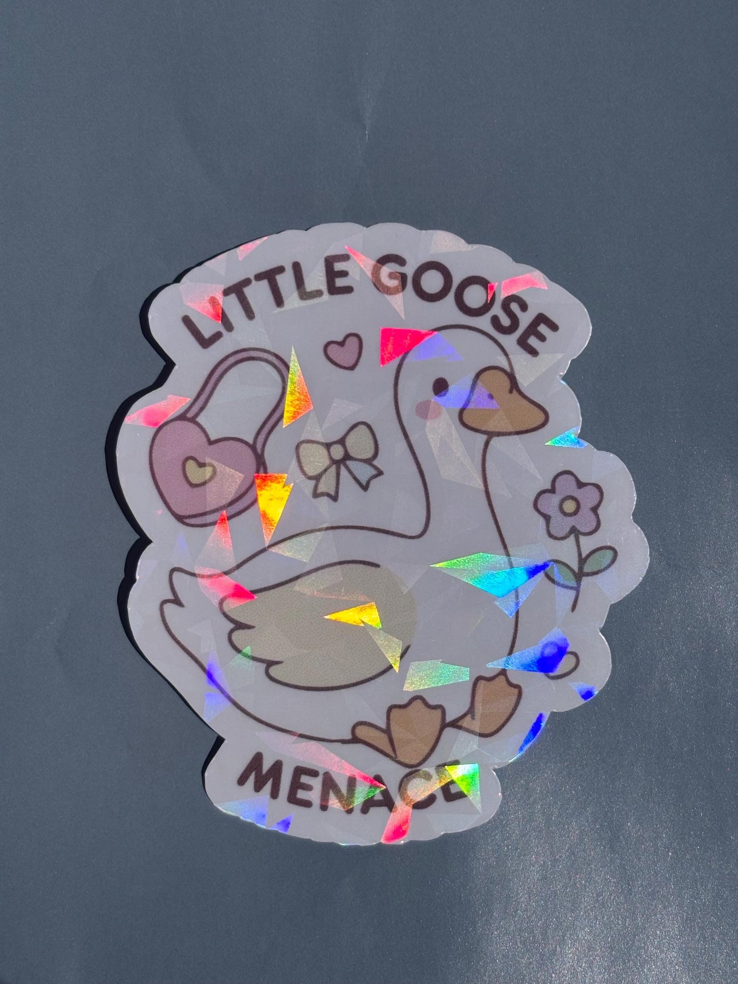 Little Goose Menace Holographic Sticker | Waterproof Vinyl Sticker | Silly Goose Collection | Cute Goose Sticker | certified, silly goose|