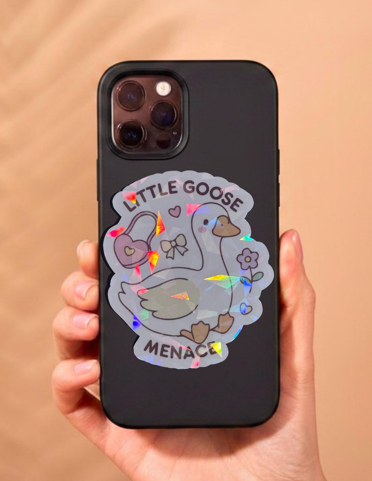 Little Goose Menace Holographic Sticker | Waterproof Vinyl Sticker | Silly Goose Collection | Cute Goose Sticker | certified, silly goose|