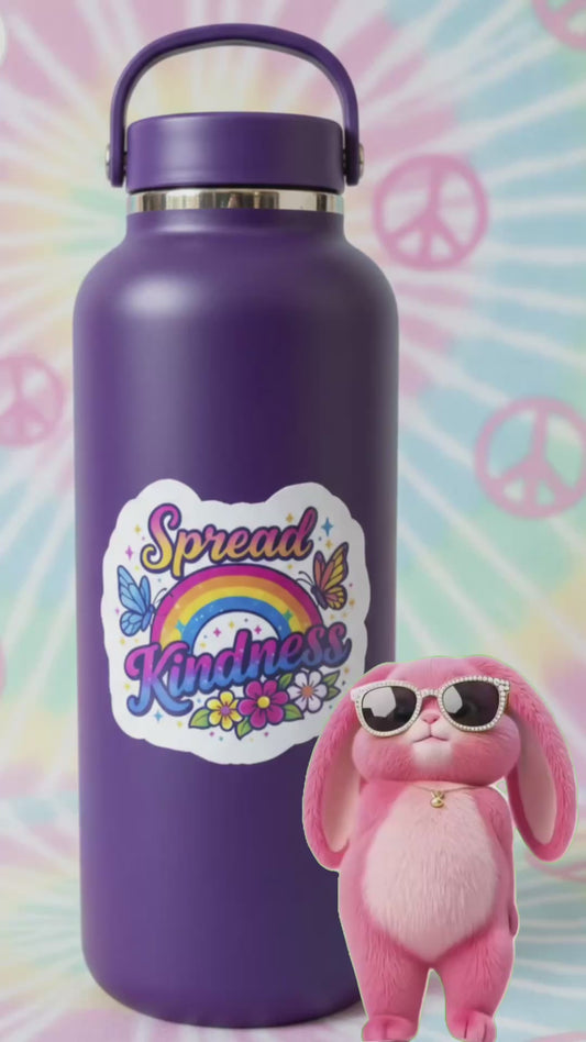 Spread Kindness Holographic Sticker | Rainbow Floral Butterfly Sticker | Retro Groovy Sticker | Laptop Water Bottle Sticker